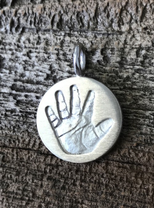 Handprint Necklace Footprint Charm Necklace, Rose Gold