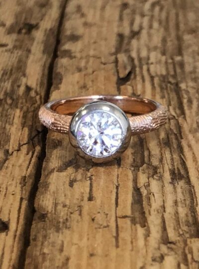 Fingerprint Engagement Ring, Rose Gold, round, 3mm