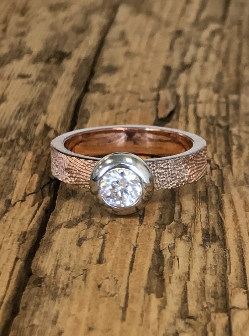 Fingerprint Engagement Ring, Rose Gold, flat, 4mm