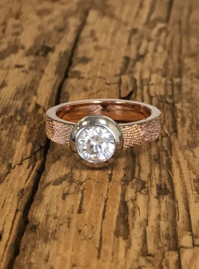 Fingerprint Engagement Ring, Rose Gold, flat, 4mm