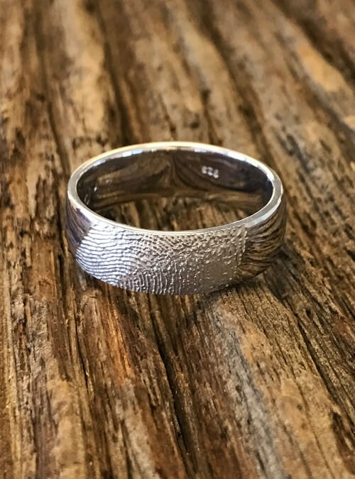 Fingerprint Ring, Sterling Silver, round, 7mm