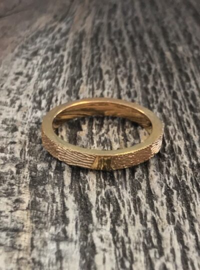 Fingerprint Ring, Yellow Gold, Flat, 3mm