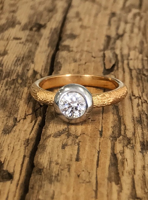  Fingerprint  Engagement  Ring  Yellow  Gold  3mm