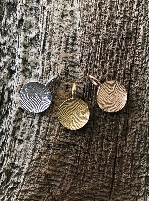 Mini Fingerprint Charm Necklace, Sterling Silver, 10mm Charm