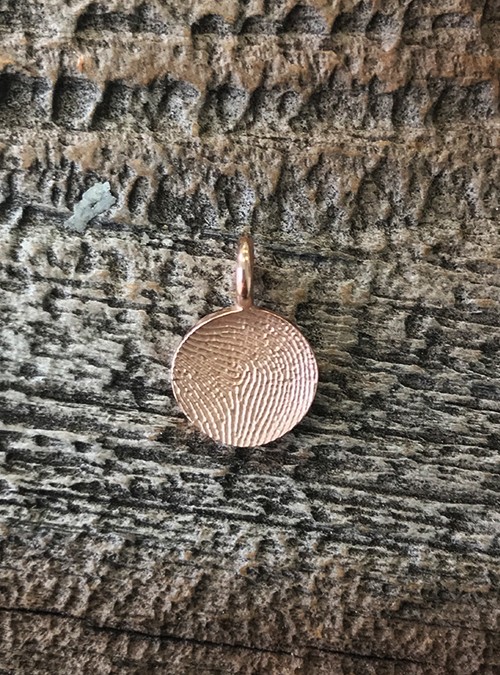 Mini Fingerprint Charm Necklace, Rose Gold, 10mm charm