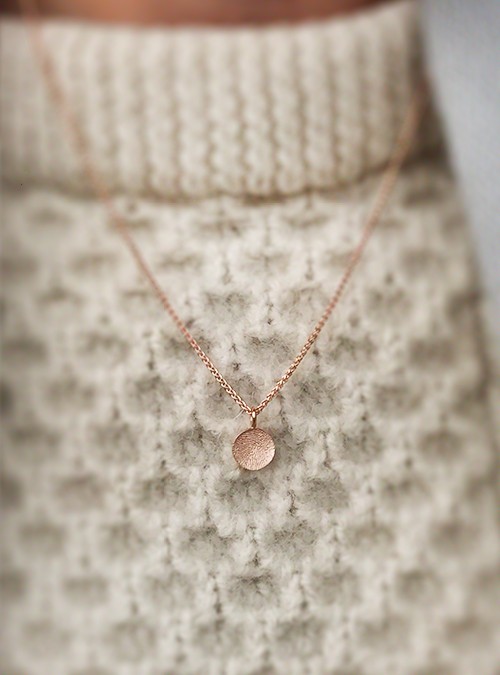 Mini Fingerprint Charm Necklace, Rose Gold, 10mm charm