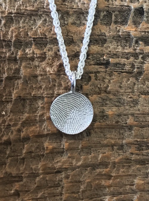 Mini  Fingerprint  Charm  Necklace in  Sterling  Silver