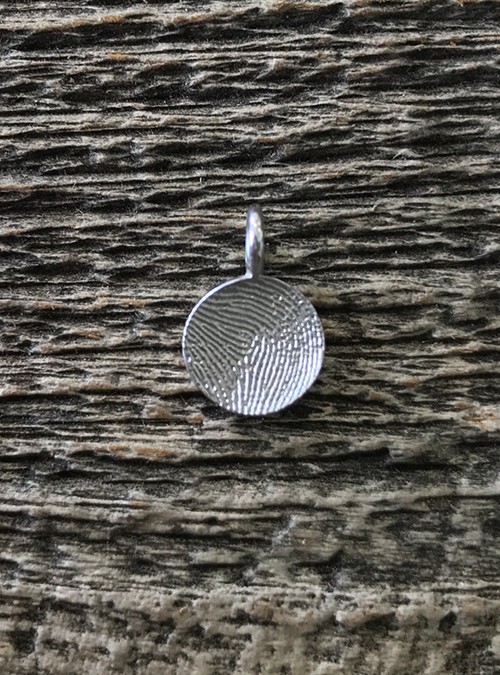 Mini Fingerprint Pendant, White Gold, 10mm