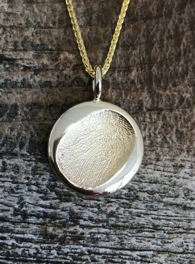Fingerprint Pendant Necklace, Yellow Gold, 19mm pendant