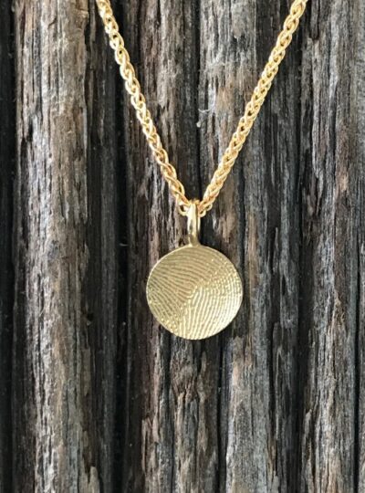 Mini Fingerprint Charm Necklace, Yellow Gold, 10mm Charm