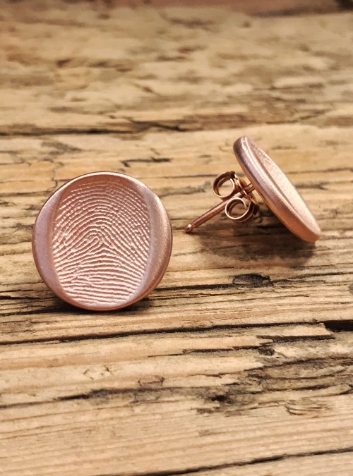 Fingerprint Earrings, Rose Gold, 14mm