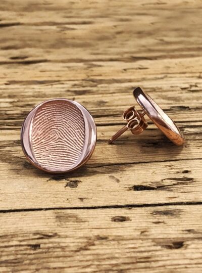 Fingerprint Earrings, 14mm, Polished Finish, Rose Gold
