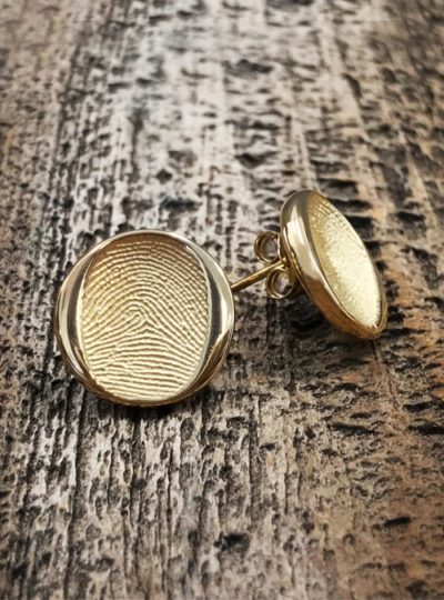 Fingerprint Earrings, 14mm, Polished Finish, Rose Gold