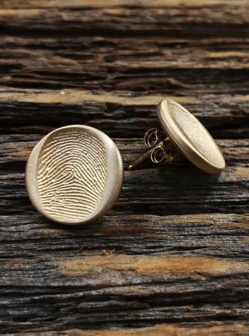 Fingerprint Earrings, Rose Gold, 14mm