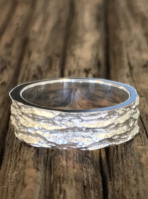 Ash Bark Ring in Sterling Silver