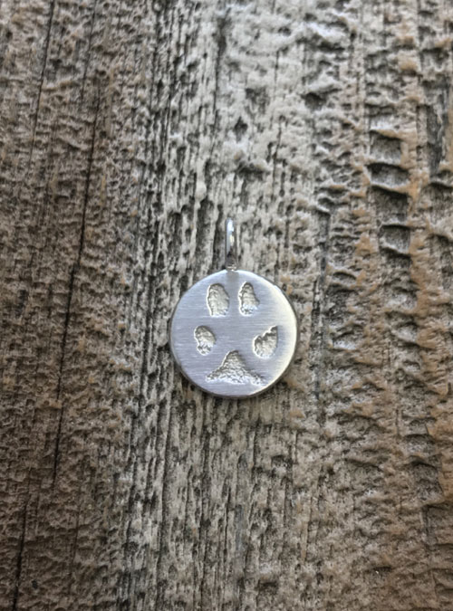 Paw Charm Necklace, Sterling Silver, 14mm charm