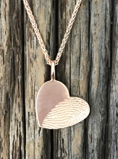 Heart Shaped Fingerprint Charm Necklace, Rose Gold
