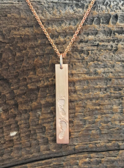 Footprint Bar Necklace, Rose Gold