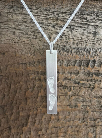 Footprint Bar Necklace, Sterling Silver