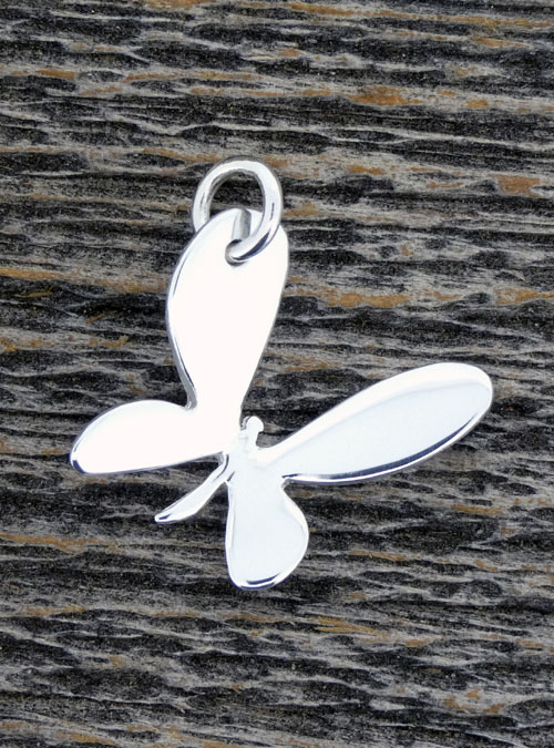 Butterfly  Charm  White  Gold  Front