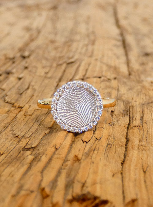  Fingerprint  Engagement  Ring  Pink Gold  Round 4mm