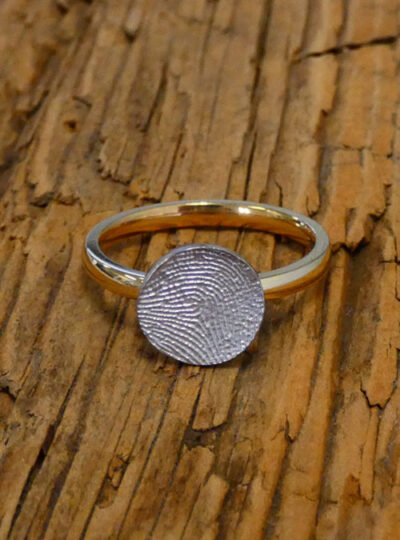 Mini Fingerprint Ring, Yellow & White Gold, 2mm