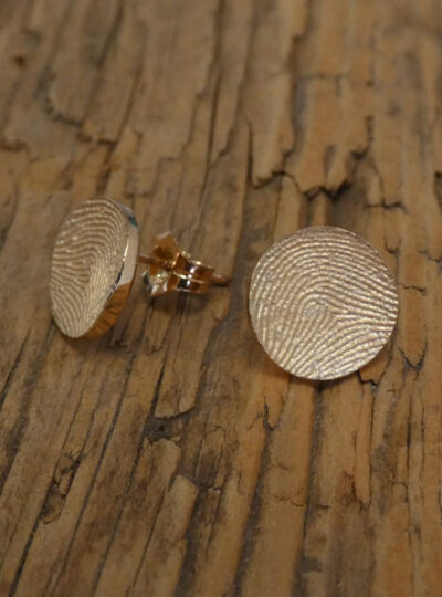 Mini  Fingerprint  Earrings  Yellow  Gold