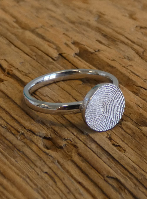 Mini Fingerprint Engagement Ring, White Gold, 2mm