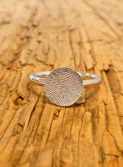 Mini  Fingerprint  Engagement  Ring  White  Gold  Front