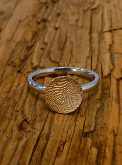 Mini Fingerprint Engagement Ring, White & Yellow Gold, 2mm
