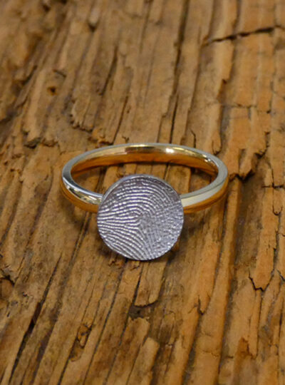 Mini  Fingerprint  Engagement  Ring  White &  Yellow  Gold  Front