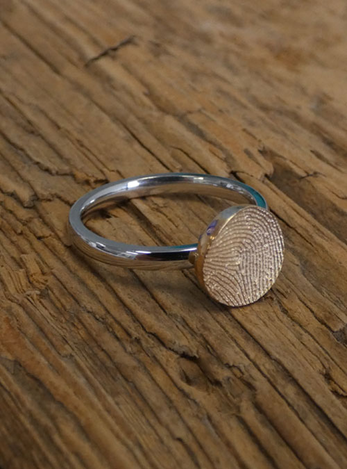 Mini Fingerprint Engagement Ring, White & Yellow Gold, 2mm
