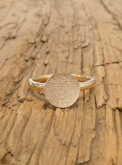 Mini Fingerprint Engagement Ring, Yellow Gold, 2mm