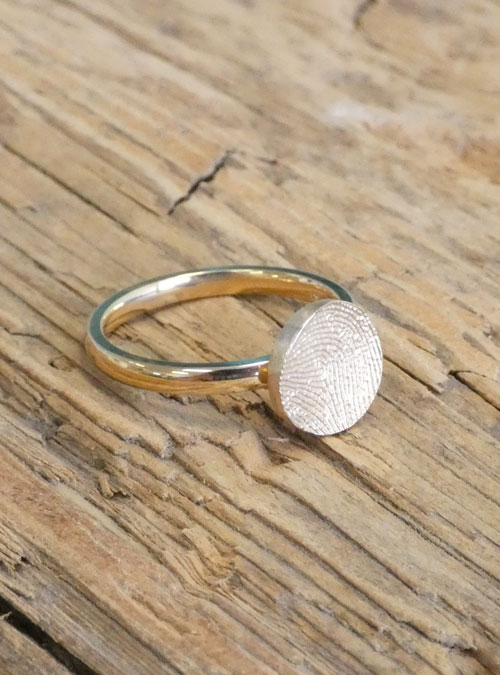 Mini Fingerprint Engagement Ring, Yellow Gold, 2mm