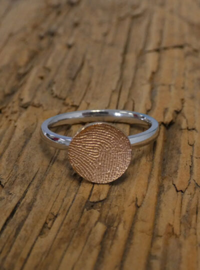 Mini Fingerprint Ring, White & Rose Gold, 2mm