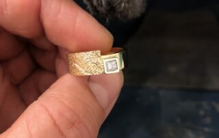 Commemorative Gold & Diamond Ring Personalized with Fingerprint and Handwriting