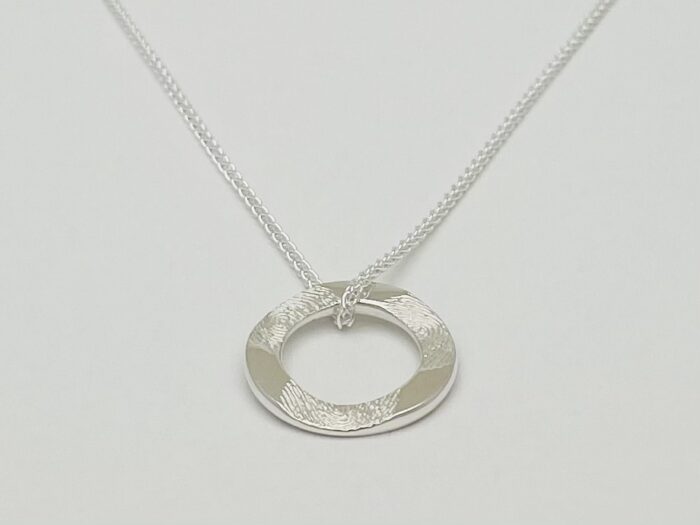 Sterling  Silver  Family  Circle  Fingerprint  Necklace, 3 prints