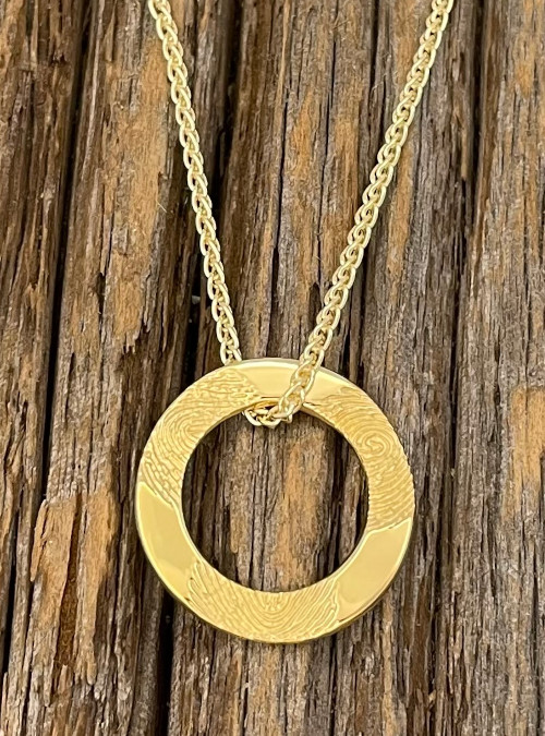 Yellow  Gold  Fingerprint  Family Circle  Necklace