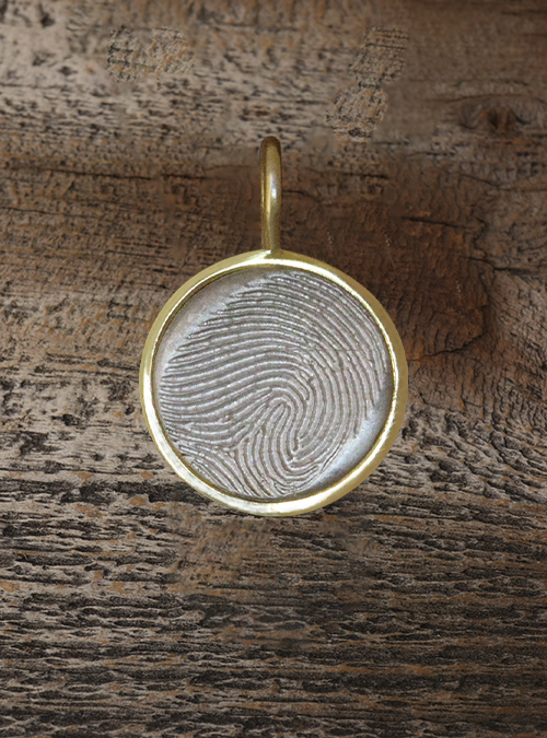 Fingerprint Pendant, White Gold with Yellow Gold Frame, Medium