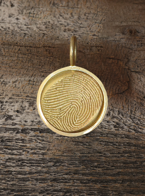 14mm  Fingerprint  Pendant  Yellow  Gold with  Frame
