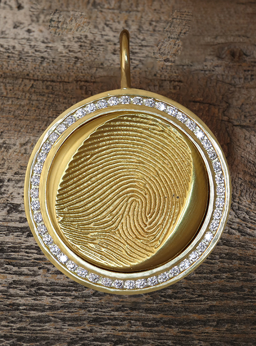 Fingerprint Channel Pendant, White & Yellow Gold, Large
