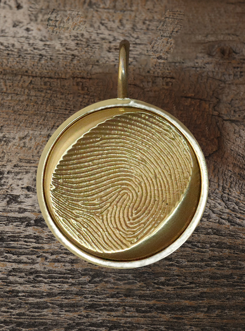 19mm  Fingerprint  Pendant in  Yellow  Gold with  Frame