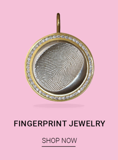 Heart Shaped Fingerprint Charm Necklace, White Gold