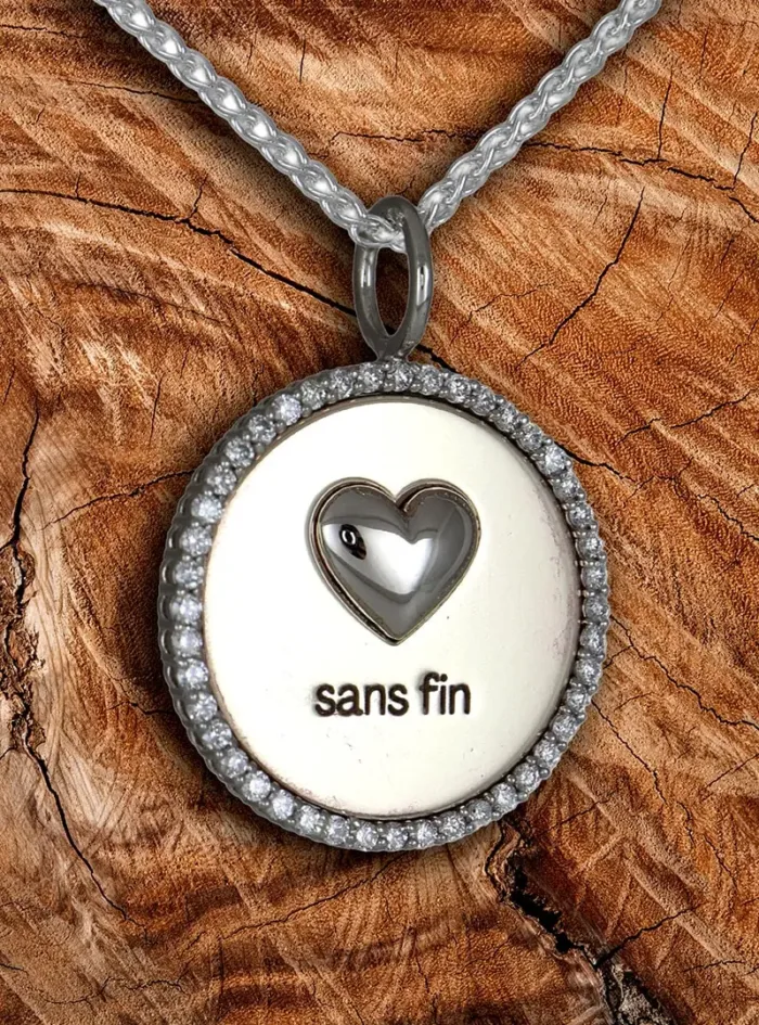 Sans Fin Necklace, Gold. Diamond Halo. Choose your color combination