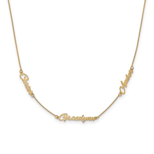 Three Name Necklace, Yellow Gold