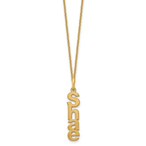 Vertical Name Pendant Necklace, Yellow Gold