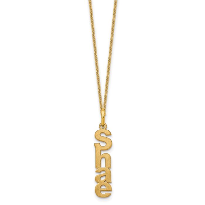 Vertical Name Pendant Necklace, Yellow Gold
